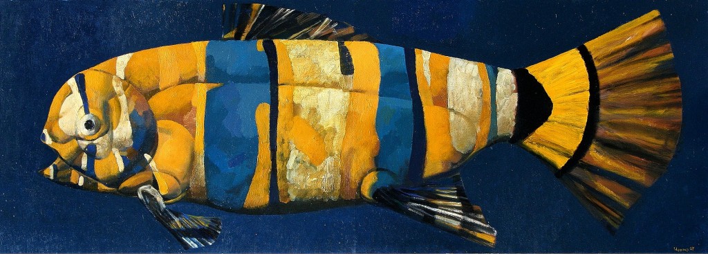 ''Yellow Fish", 2007, Oil on Canvas, 50x140 cm