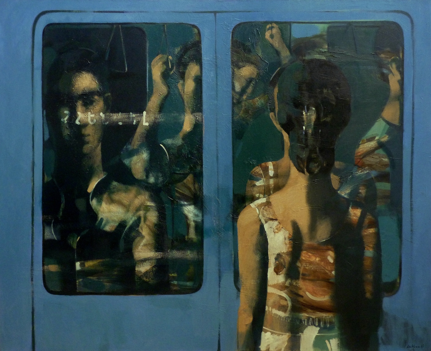 ''Reflection” (From Series In Metro), 2013, Oil on canvas, 103×120 cm