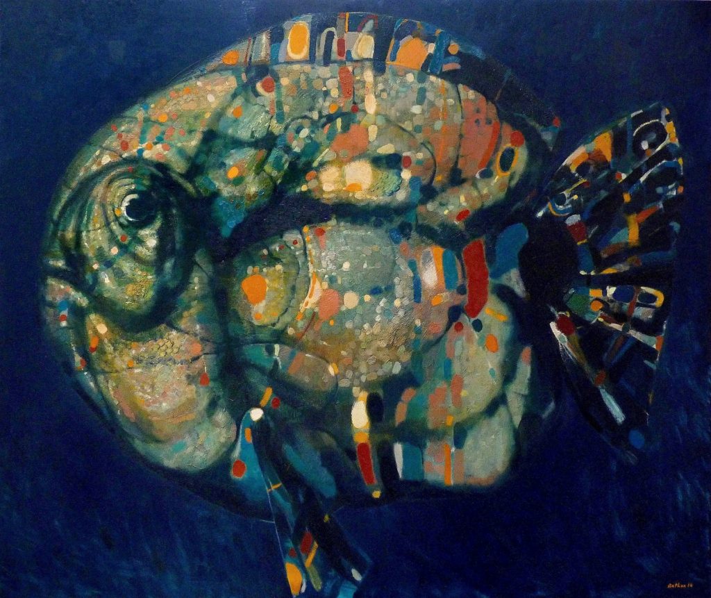 ”Tempting Fish”, 2014, Oil on Canvas, 140 x 160 cm