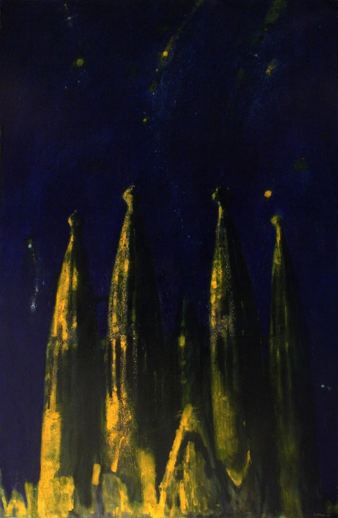 ''Starry sky. Sagrada Familia''. 2016, Oil on Canvas, 140x90 cm