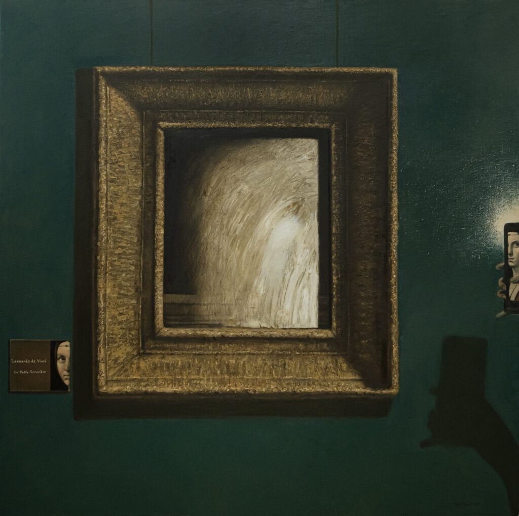 "Flash. La Belle Ferronnière" 2026, Oil on canvas, 130x130 cm