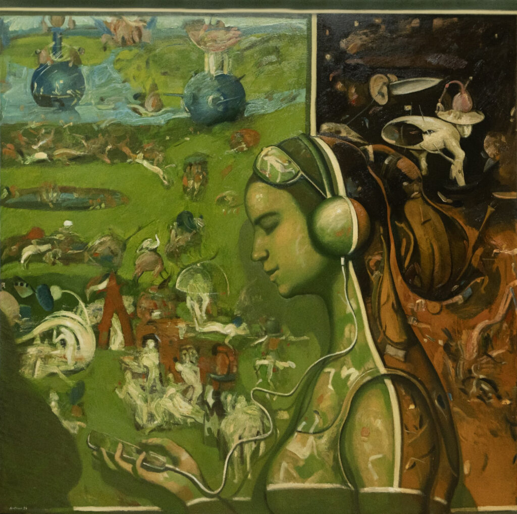 "Dual Projection" 2026, Oil on canvas, 130x130 cm