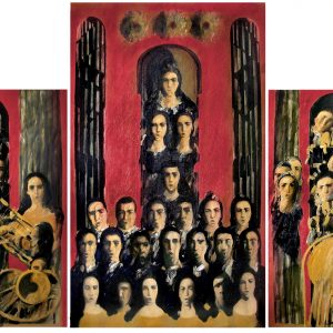 ''Music" (Unison), 2008, Oil on Canvas, Triplet-Left -180x100 cm, Central - 240x140 cm, Right - 180x100 cm