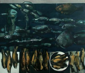 The Fishmonger (Las Ramblas, Market Boqueria) 2017, Oil on Canvas, 93x120 cm