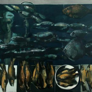 The Fishmonger (Las Ramblas, Market Boqueria) 2017, Oil on Canvas, 93x120 cm