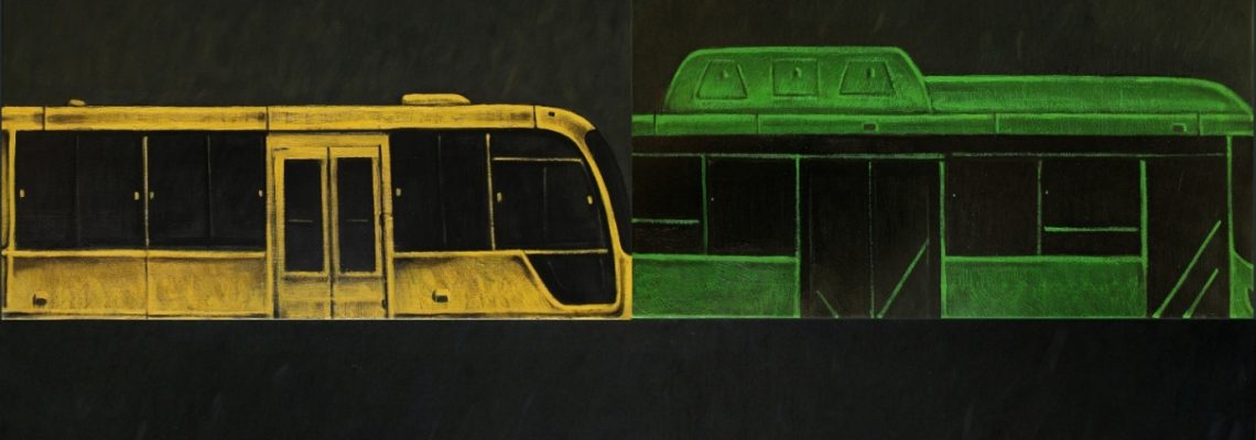 ''Bus Forms'' 2018, Oil on Canvas, 230x150 cm