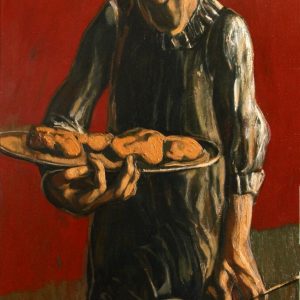 ''Street vendor of sweet cakes'' 2019, Oil on Canvas, 100x55 cm
