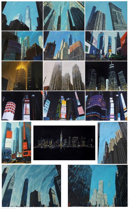 New York impressions 2020, Acrylic on gardboard, 205x130 cm (17 piece)