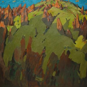 "Sunrise in the Syunik mountains" 2025, oil on canvas, 100×100cm