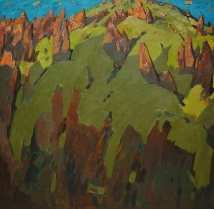 "Sunrise in the Syunik mountains" 2025, oil on canvas, 100×100cm