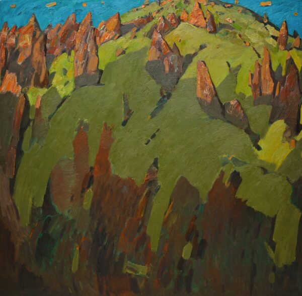 "Sunrise in the Syunik mountains" 2025, oil on canvas, 100×100cm